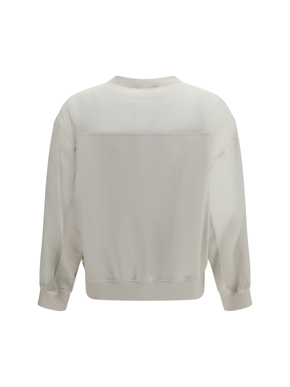 Brunello Cucinelli Crewneck Sweatshirt with organza sleeves - Warm White