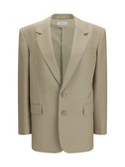 Saint Laurent Single-breasted Jacket in wool and silk - Mustard