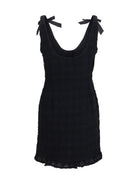 Alessandra Rich Checked bouclé tweed mni Dress with bows - Black
