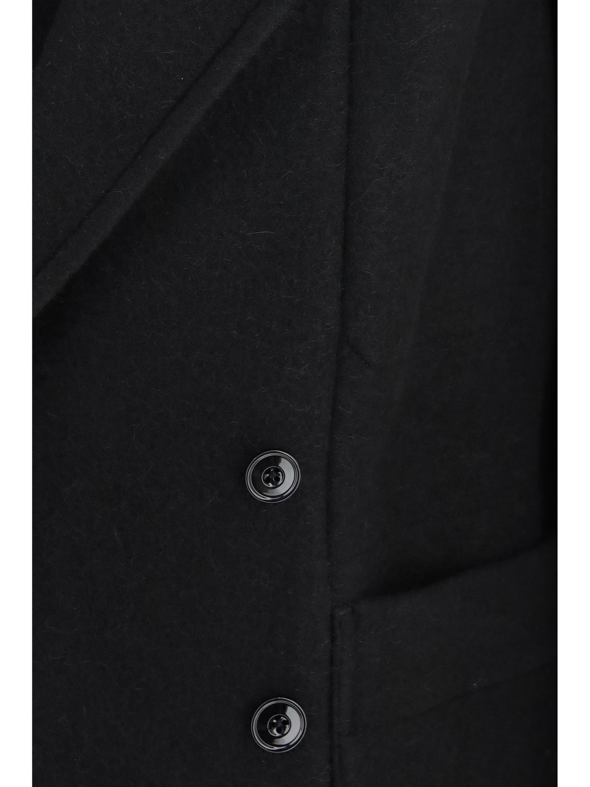 Lemaire Short double-breasted wool and alpaca Coat - Black