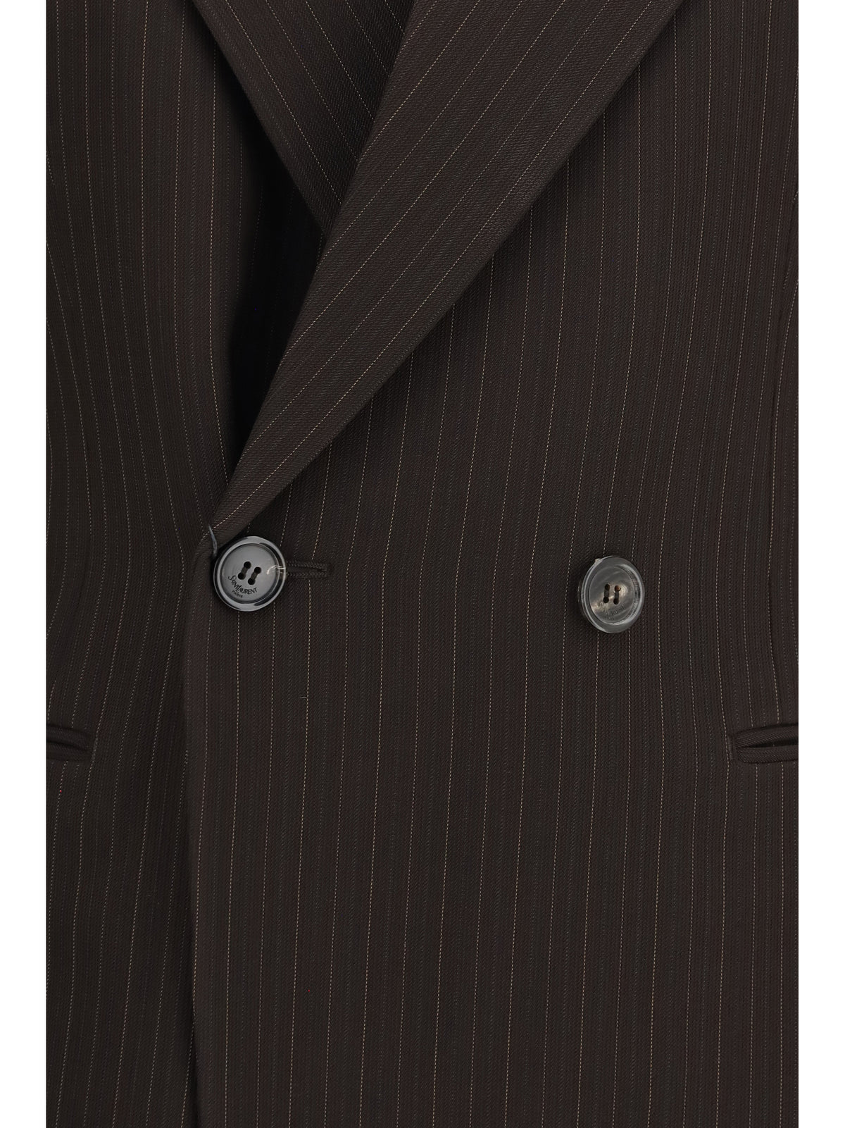 Saint Laurent Double-breasted pinstripe mélange wool Jacket - Marron/Beige