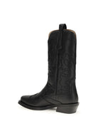 Ganni Embroidered Western Boots - Black/Black