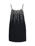 Valentino Embroidered crepe mini Dress with jewel details - Black/Silver