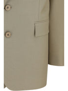 Saint Laurent Single-breasted Jacket in wool and silk - Mustard
