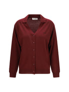 Miu Miu Virgin wool Cardigan with a collar - Amaranto+Nero