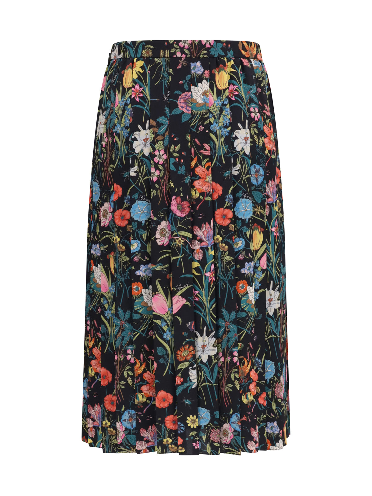 Gucci Flora printed silk midi Skirt - Black/Multicolor/Mc