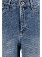 Self-Portrait Straight-leg Jeans with all-over rhinestones - Blue
