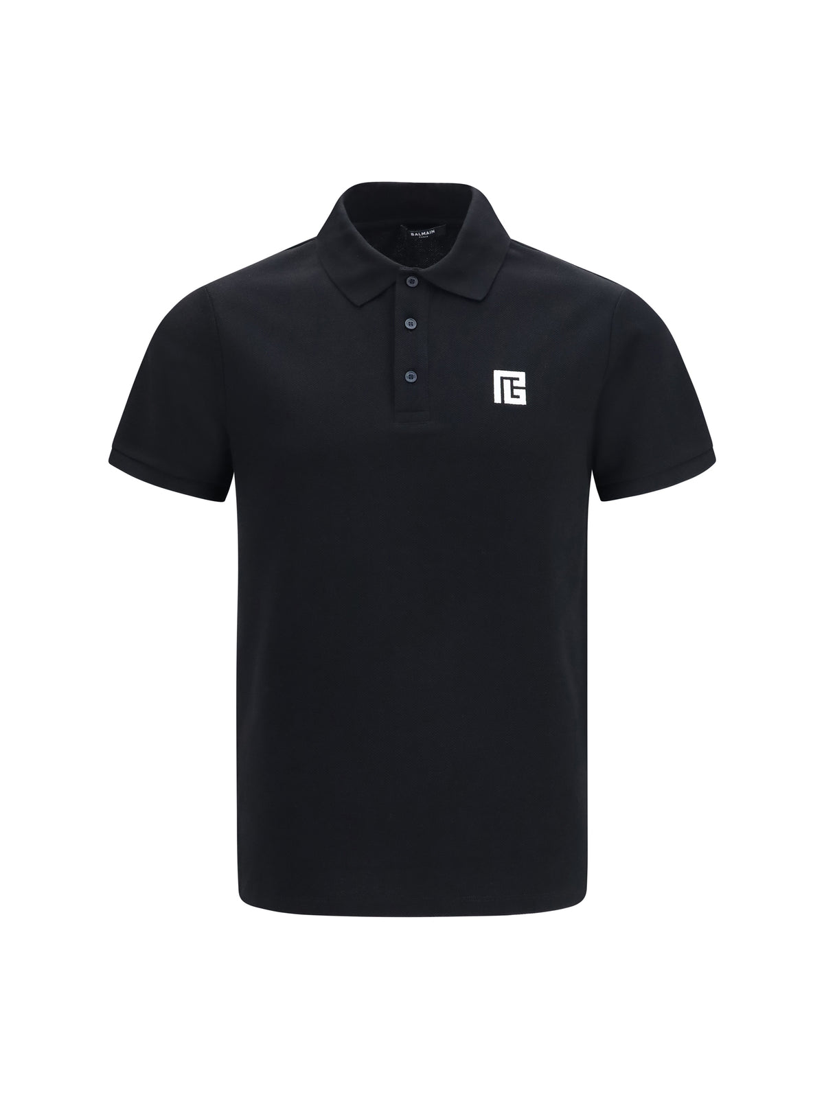 Balmain PB embroidered logo Polo - Noir/Blanc