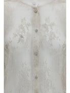 Tom Ford Lace Shirt with floral embroidery - Silver