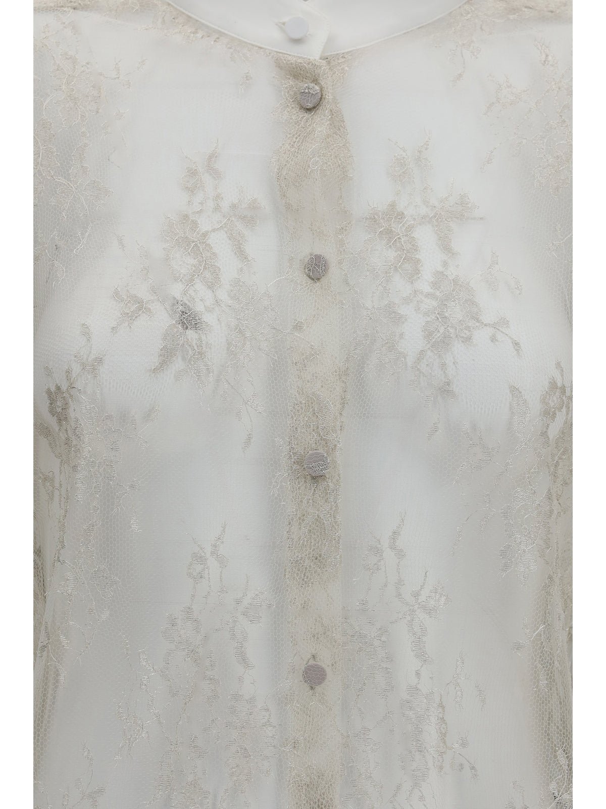 Tom Ford Lace Shirt with floral embroidery - Silver