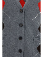 Pinko Bristol wool and cashmere diamond Cardigan - Grey/Brown
