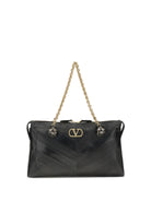 Valentino Garavani Panthea Chevron medium Shoulder Bag r - Black