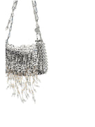 Rabanne Nano 1969 pearl fringe Shoulder Bag - Nacre / Gris