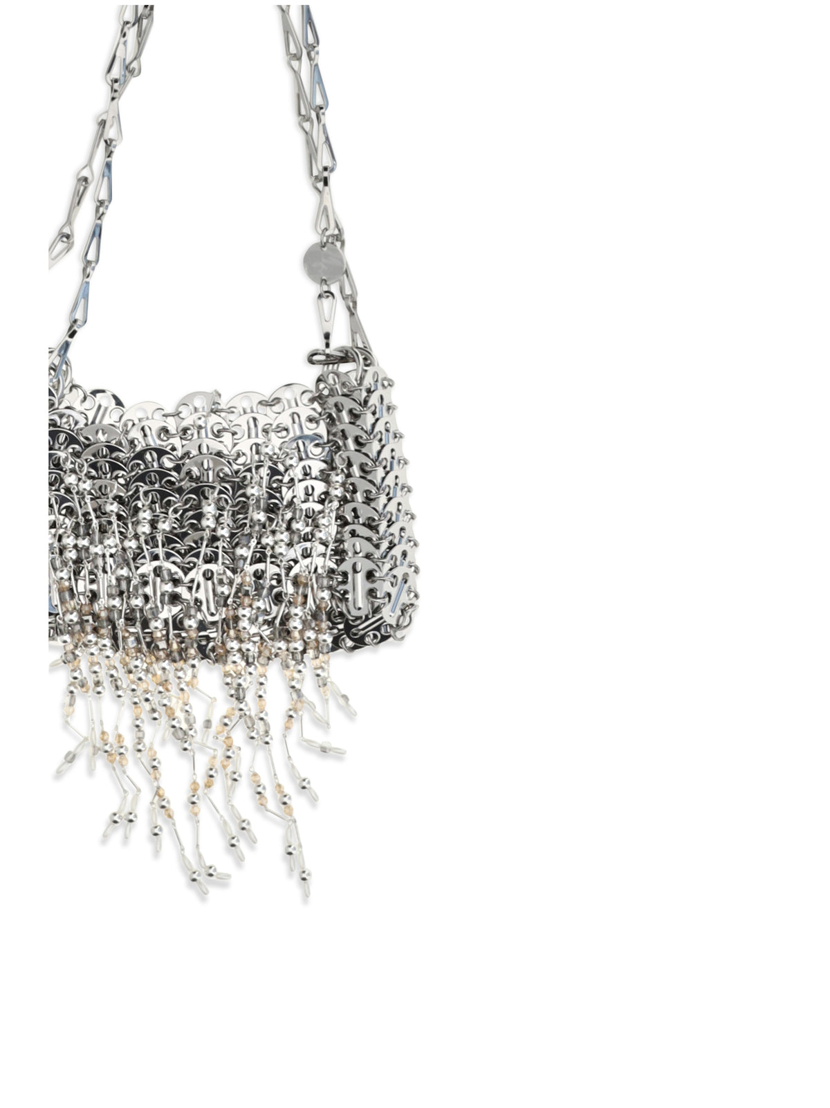 Rabanne Nano 1969 pearl fringe Shoulder Bag - Nacre / Gris