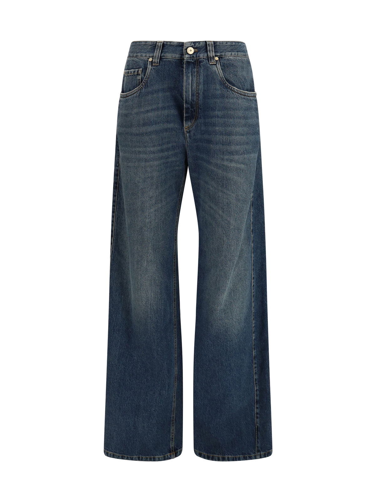 Brunello Cucinelli Wide-leg cotton denim Jeans - Aged Blue Denim