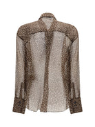 Brunello Cucinelli Dapple silk organza Shirt with neck tie - Cioccolato