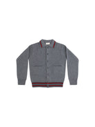Gucci Wool Polo Cardigan for Girl - Dark Grey/Green/Red