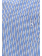 Saint Laurent Cassandre striped cotton Shirt - Bleu Craie Noir