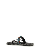 Dries Van Noten Slip-on leather Sandals with sequins - Turquoise