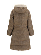 Brunello Cucinelli Long padded Coat with belt - Brown