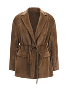 Brunello Cucinelli Cashmere-blend Jacket with drawstrings - Sigaro