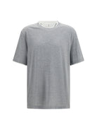 Brunello Cucinelli Silk T-shirt - Grigio+Off White