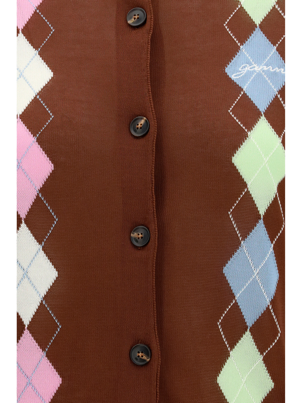 Ganni Diamond-pattern Cardigan - Tiramisu