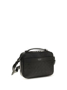 Ferragamo Leather crossbody Bag with embossed Gancini pattern - Black