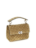 Valentino Garavani Medium Rockstud Spike suede Top Handle Bag - Havana Beige