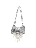 Rabanne Nano 1969 pearl fringe Shoulder Bag - Nacre / Gris