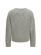 Brunello Cucinelli Openwork sequined crewneck Sweater - Ghiaia+Quarzo