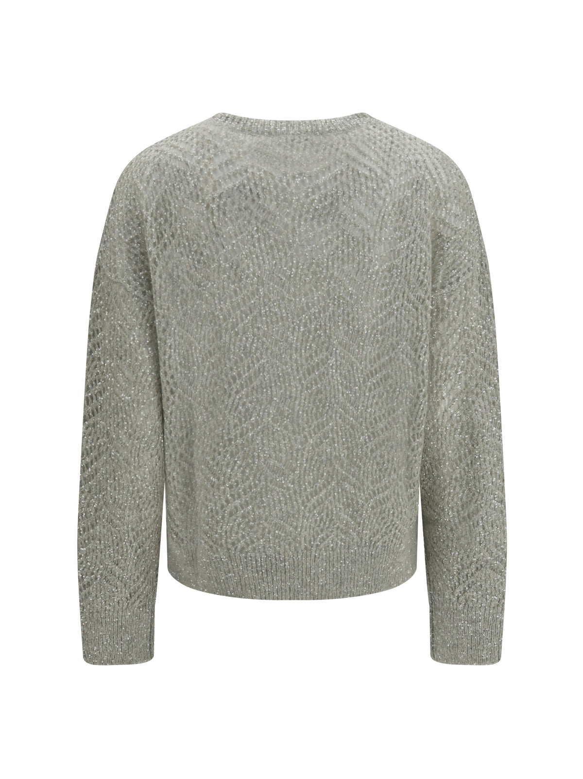 Brunello Cucinelli Openwork sequined crewneck Sweater - Ghiaia+Quarzo