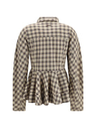 Ganni Check flannel Peplum Shirt - Oyster Gray