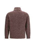 Brunello Cucinelli Mélange virgin wool, silk and cashmere zip Cardigan - Borgogna
