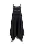 Ganni Silk maxi Dress with lace details - Black