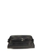 Moschino Leather Clutch with buckle detail - Black