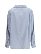 Tom Ford Striped Silk PJ Shirt - Sky Blue/Off White