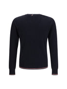 Thom Browne Crewneck cotton knit Sweater with 4-bar detail - Navy