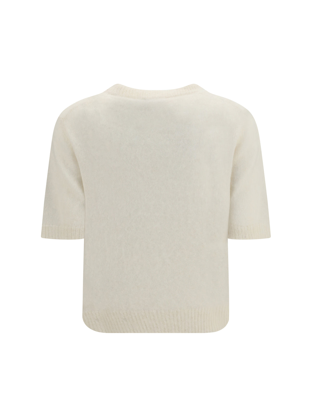 Ganni Alpaca graphic knit T-shirt - Egret