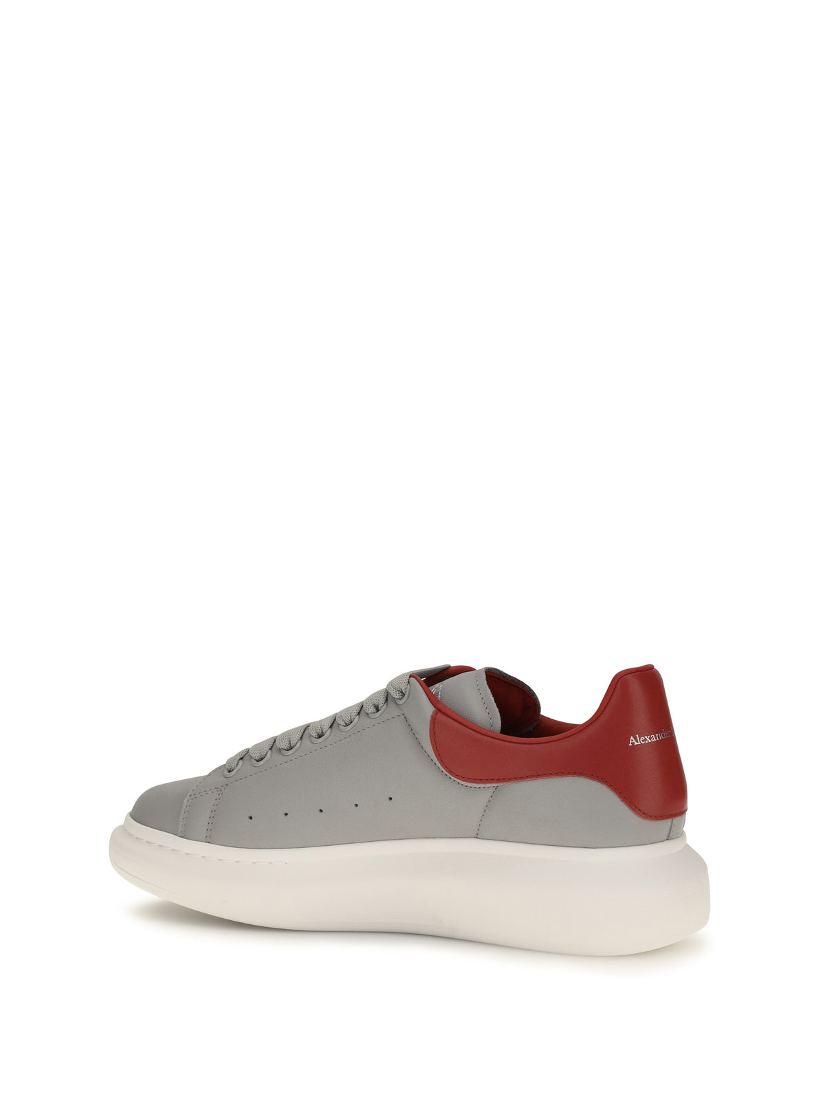 Alexander McQueen Leather Sneakers - Grey/Flame