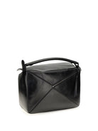 Loewe Large paper-effect calfskin Puzzle Handbag - Black