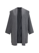 Toteme Wool Hooded Coat - Pale Grey Mélange