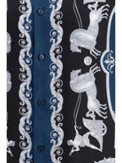 Versace Regular-fit printed silk twill Shirt - Black+Petrol Blue