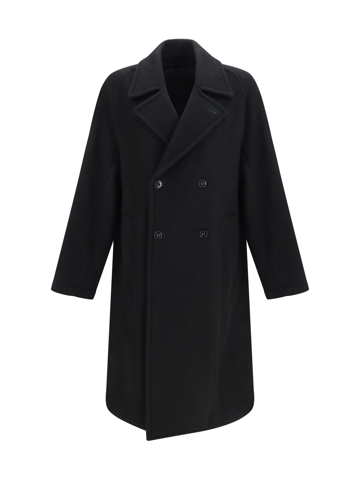 Lemaire Short double-breasted wool and alpaca Coat - Black