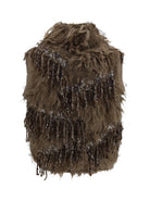 Brunello Cucinelli Mohair-blend sequin zip Cardigan - Beige Dark