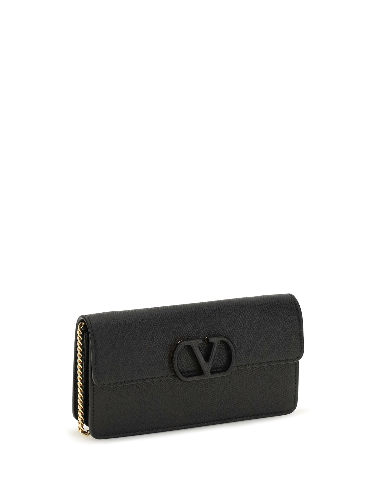 Valentino VLogo signature grainy calfskin chain Wallet - Black