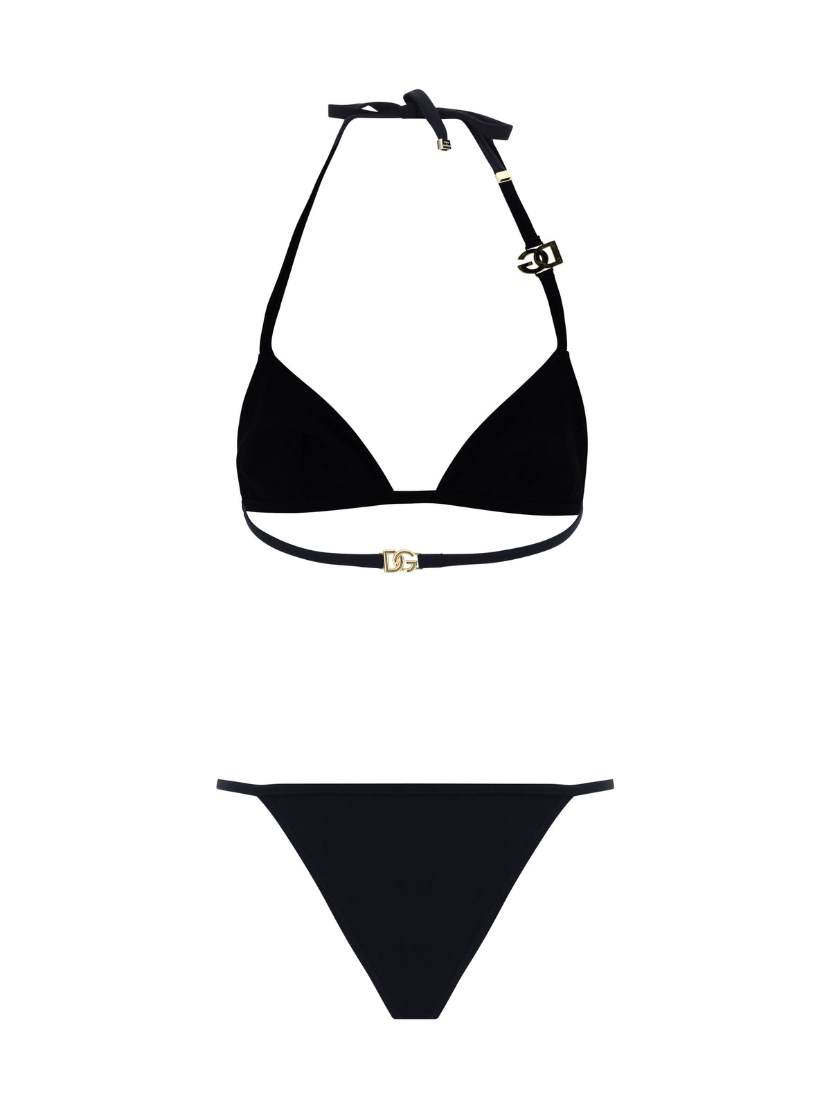Dolce & Gabbana Triangle Bikini with gold plaque - Black