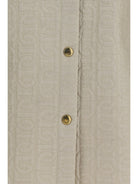 Moncler Quilted chain motif padded shirt Jacket - Pastel Brown