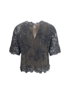 Brunello Cucinelli Sequined crewneck Top - Dark Grey
