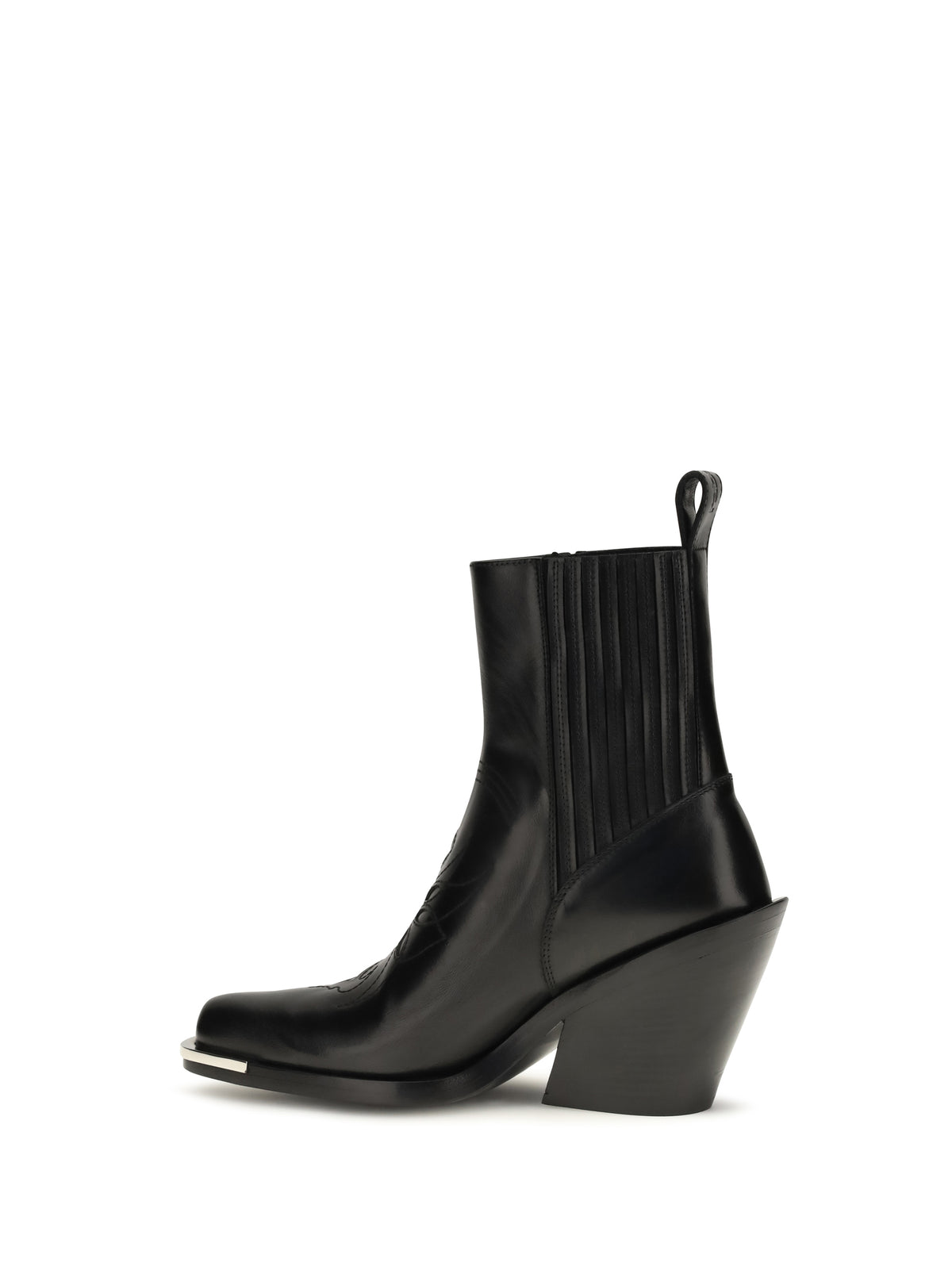 Rabanne Leather cowboy Ankle Boots - Black